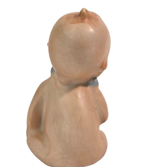 Vintage Kewpie Doll Figurine Bisque Baby Blue Wings Sitting Ceramic Figure 3 in - Picture 4 of 8